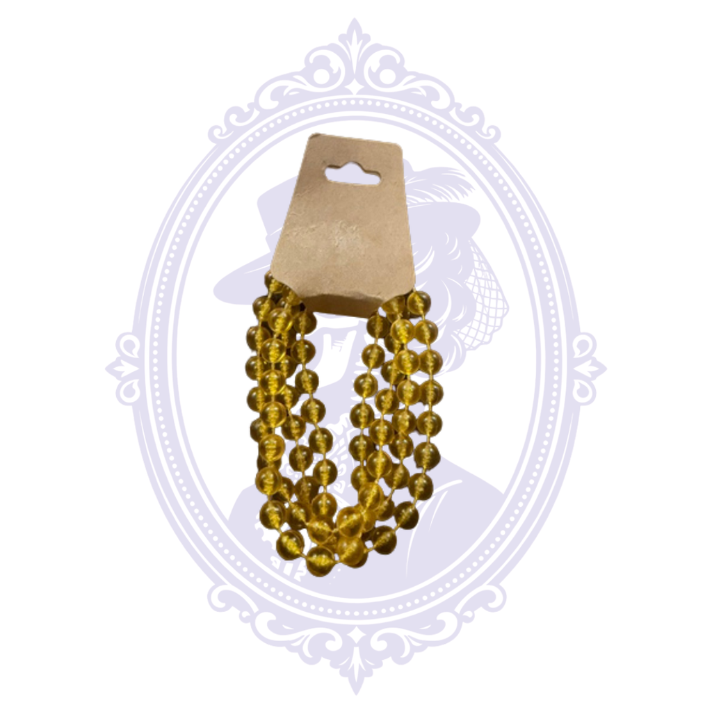 Pre-owned multi-strand fashion necklace with translucent golden amber-color round beads.