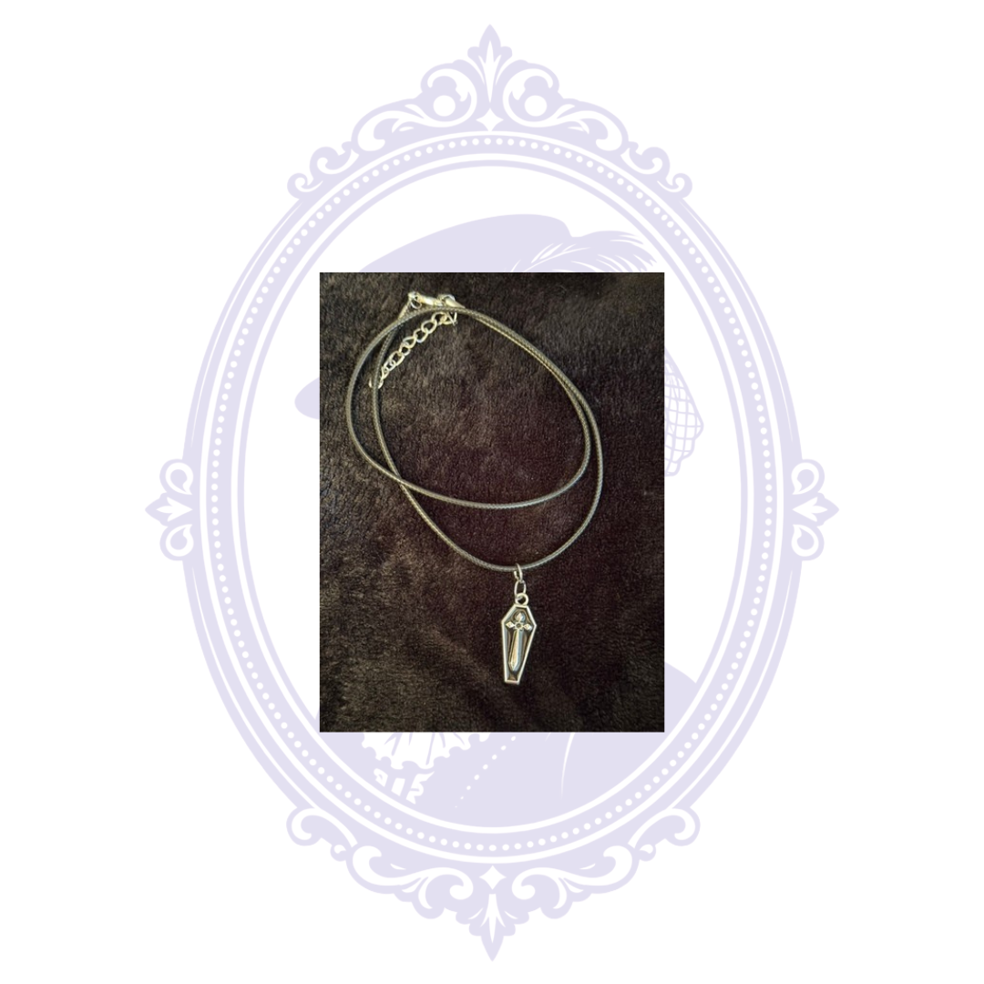 Cupboard Crafted Coffin Cross Gothic Necklace