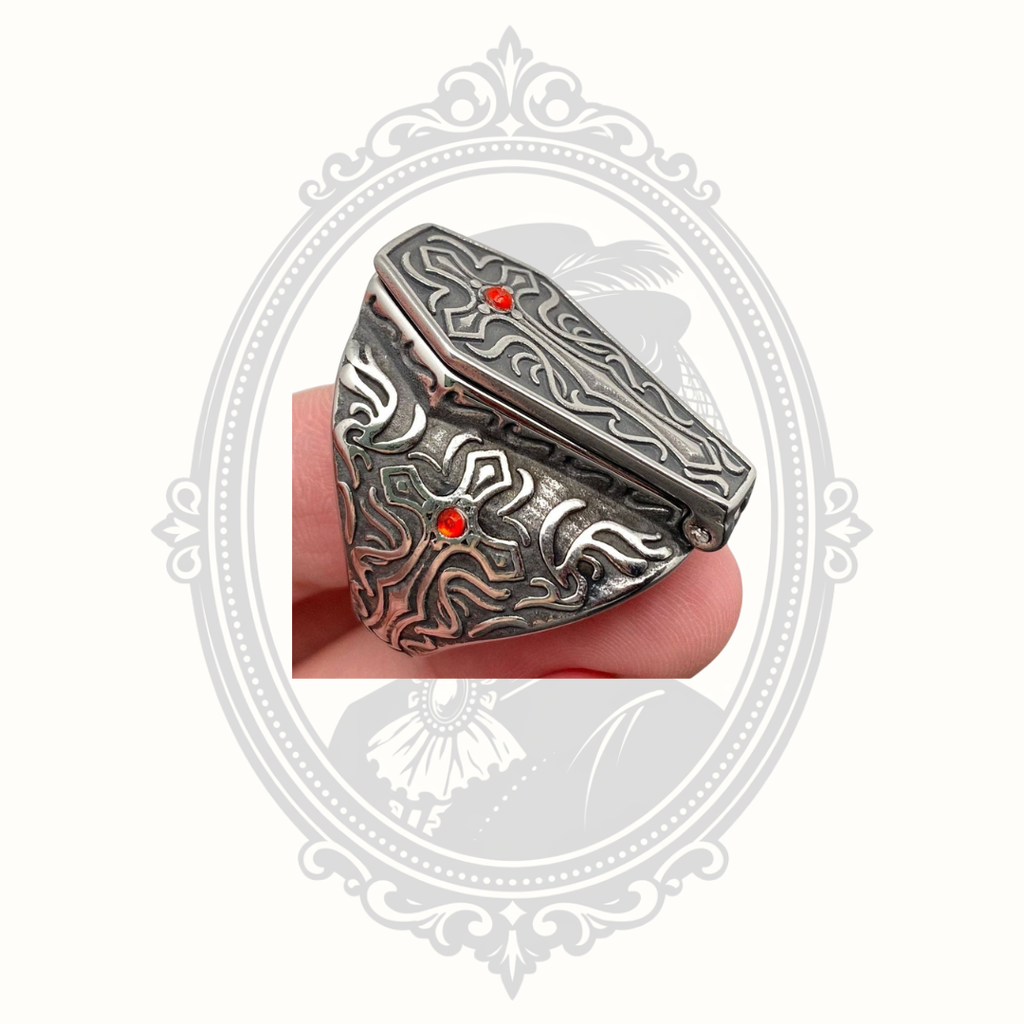 Gothic Openable Coffin Cross Stainless Steel Ring