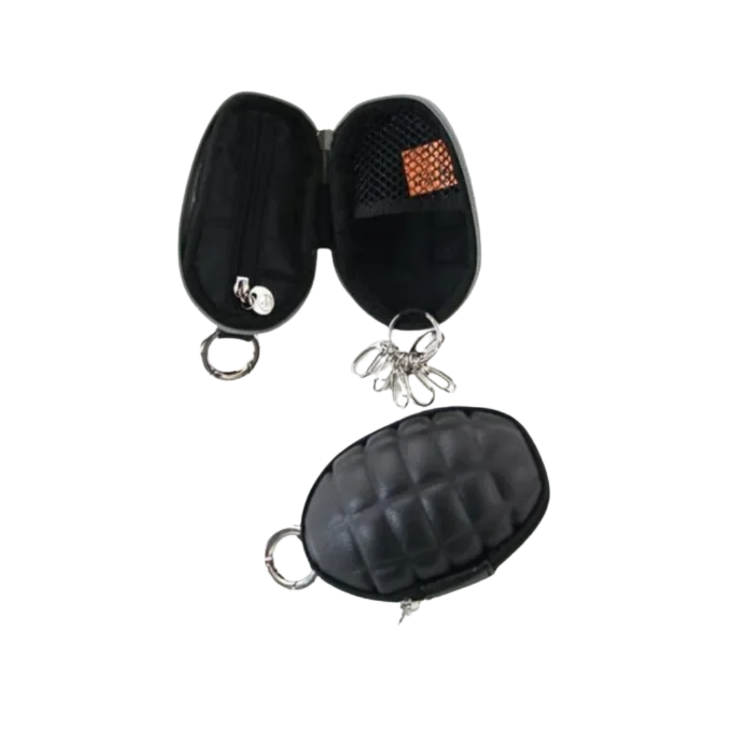 Black grenade keychain storage container novelty accessory
