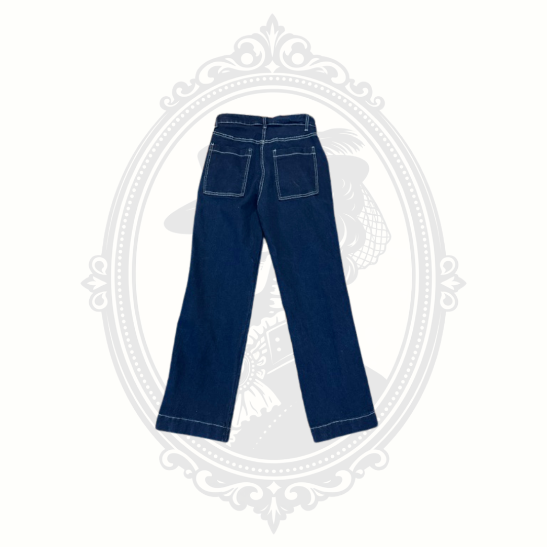 dark wash grommet jeans back view straight leg high rise denim