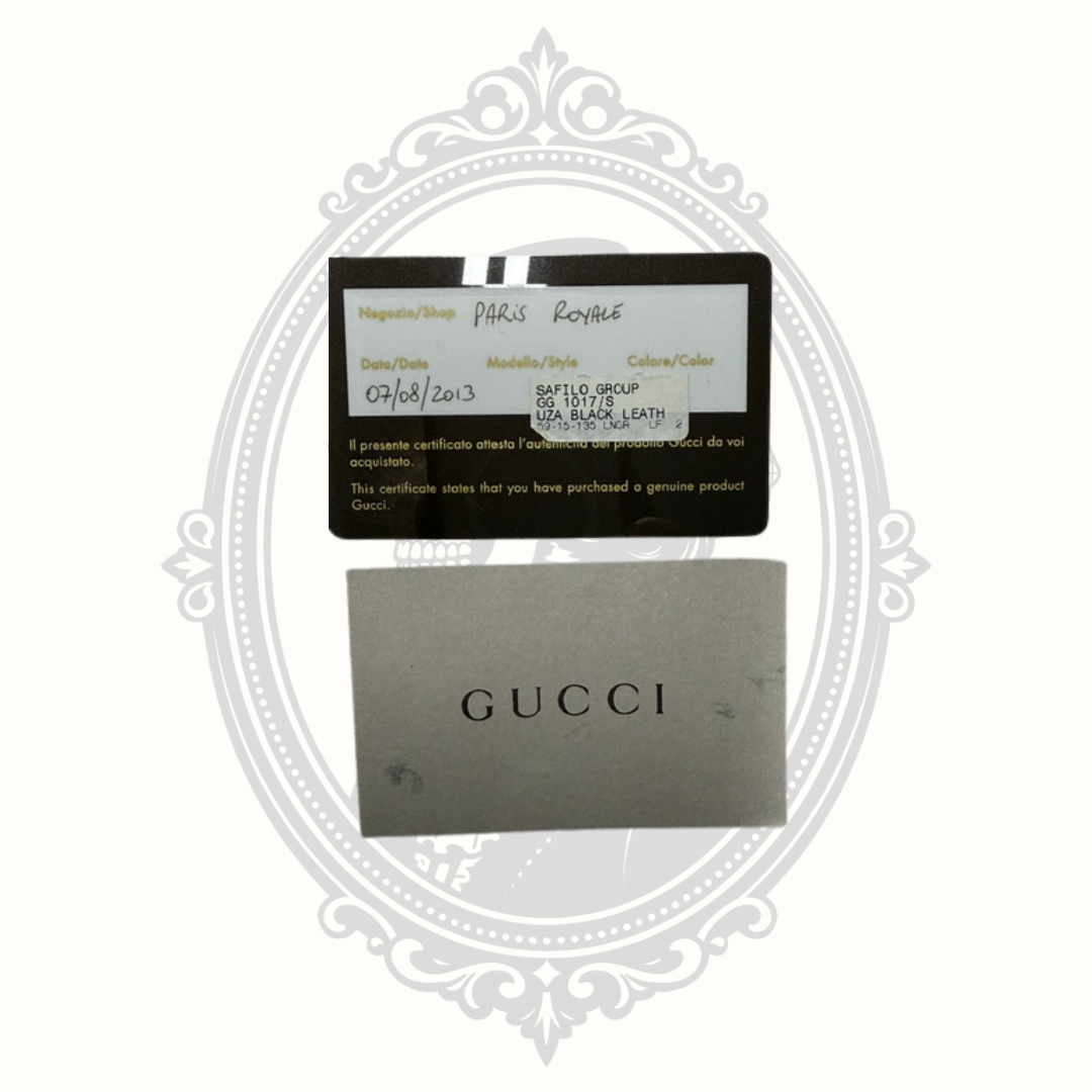 Gucci GG 1017/S 59□15 Leather Wrap Sunglasses Black Gray Gradient Lenses Made in Italy with Case & Authenticity Card