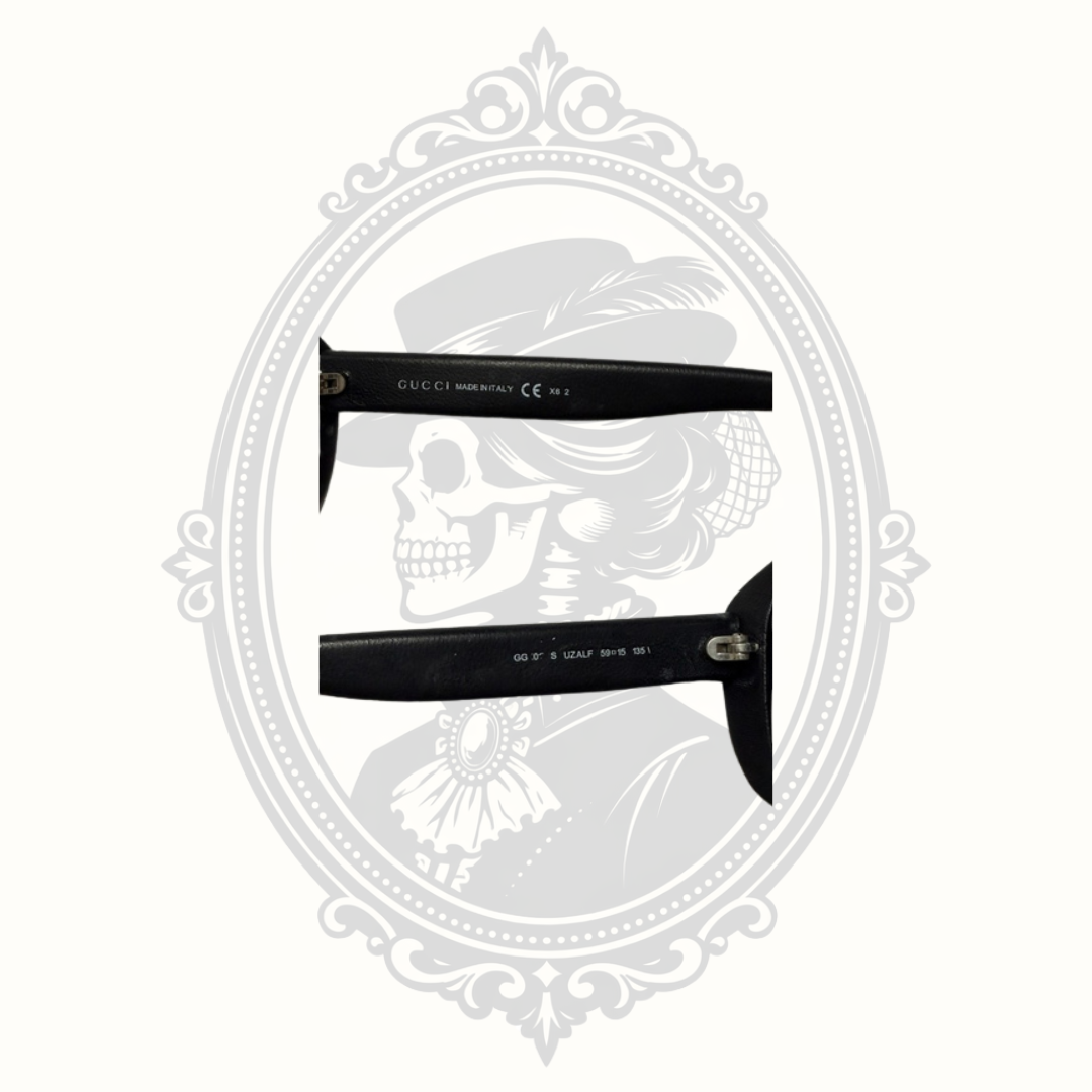 Gucci GG 1017/S 59□15 Leather Wrap Sunglasses Black Gray Gradient Lenses Made in Italy with Case & Authenticity Card