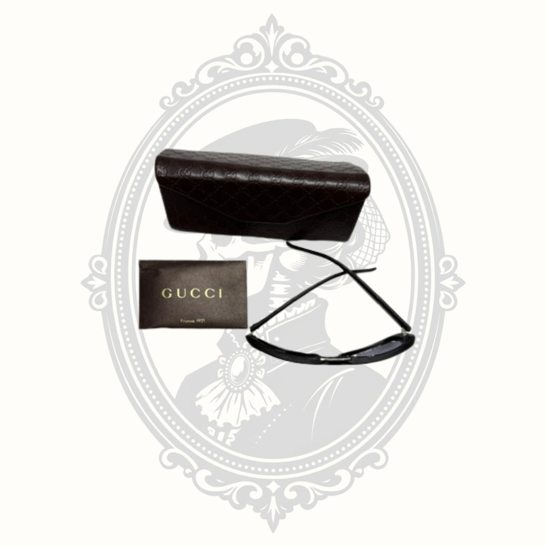 Gucci GG 1017/S 59□15 Leather Wrap Sunglasses Black Gray Gradient Lenses Made in Italy with Case & Authenticity Card