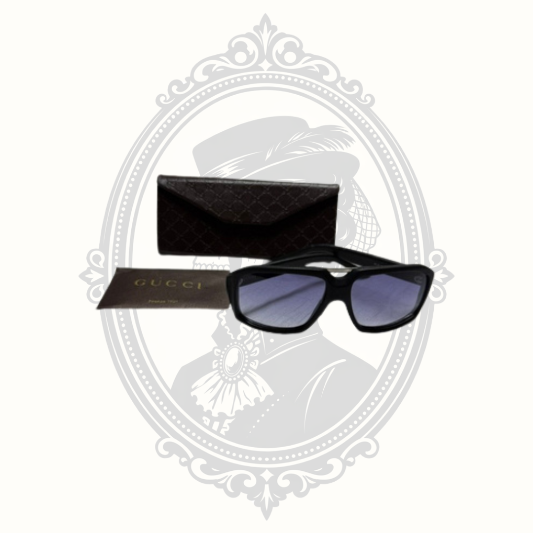 Gucci GG 1017/S 59□15 Leather Wrap Sunglasses Black Gray Gradient Lenses Made in Italy with Case & Authenticity Card
