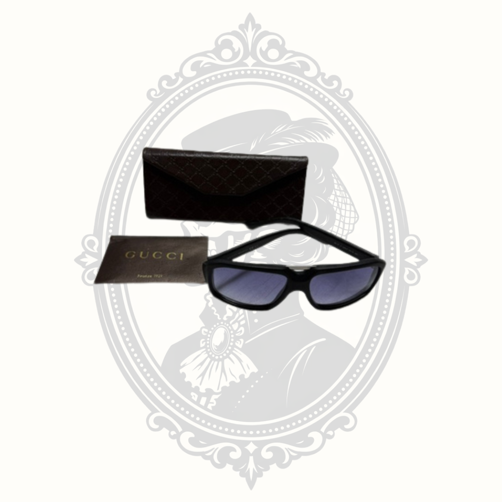 Gucci GG 1017/S 59□15 Leather Wrap Sunglasses Black Gray Gradient Lenses Made in Italy with Case & Authenticity Card