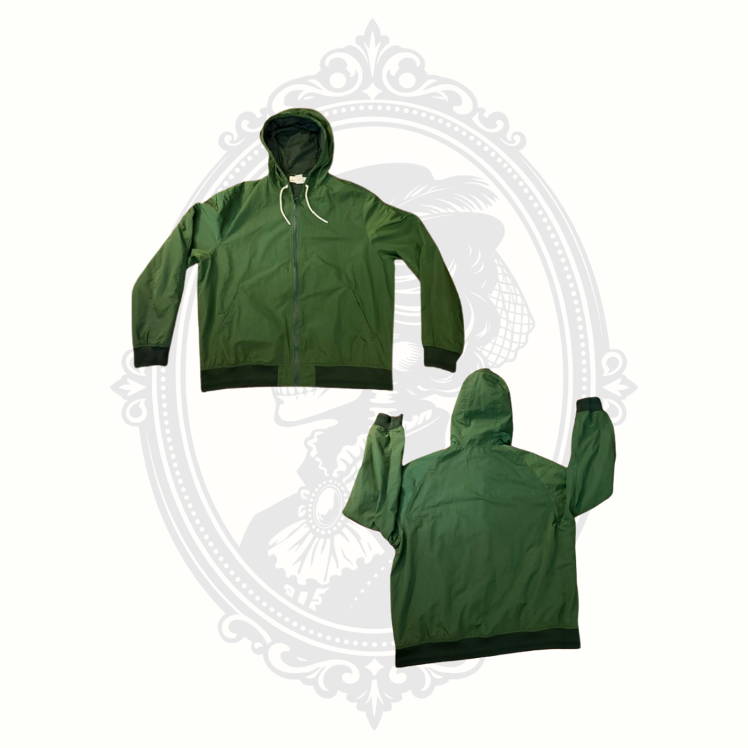 H&M L.O.G.G. Forest Green Hooded Windbreaker Jacket Men's XL – Mesh Lined Full Zip