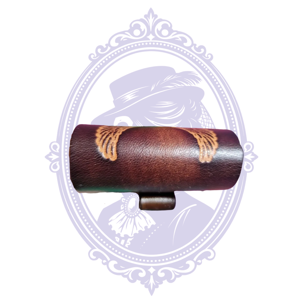 Top edge of leather sheath