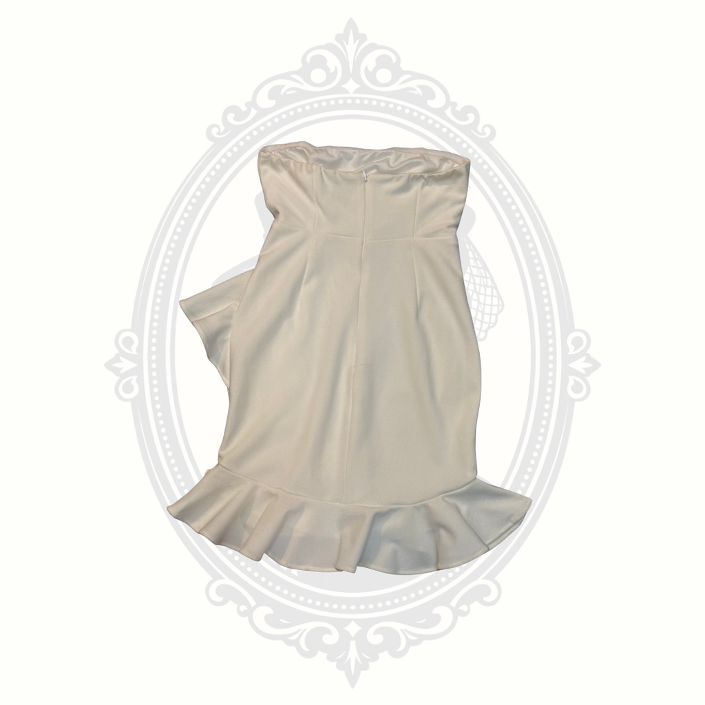 Hello Molly Ivory Strapless Ruffle Midi Dress | US 4