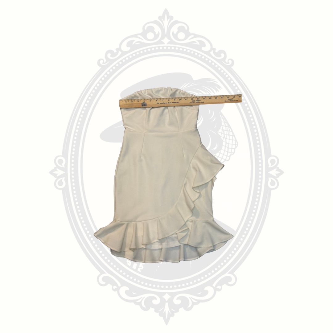 Hello Molly Ivory Strapless Ruffle Midi Dress | US 4
