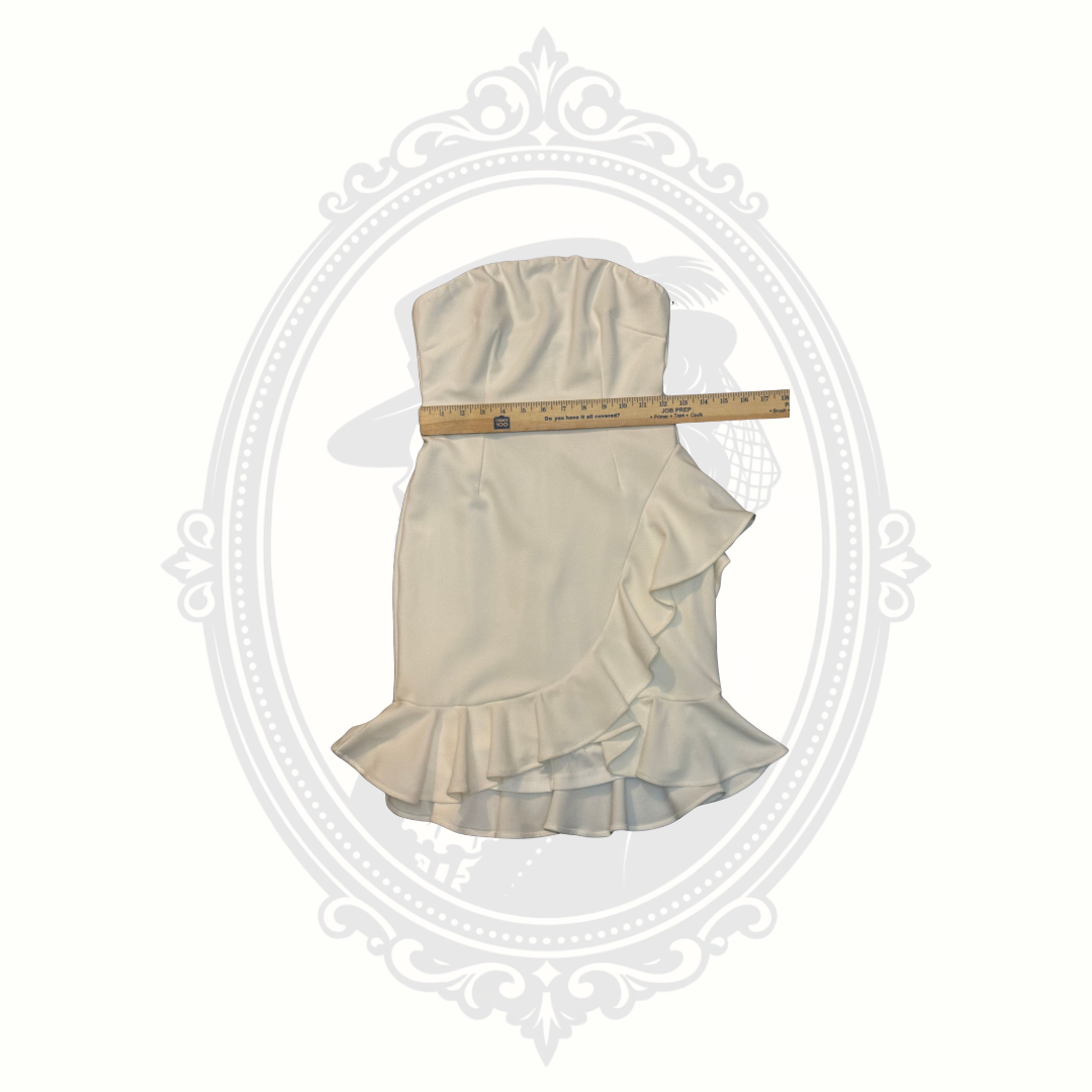 Hello Molly Ivory Strapless Ruffle Midi Dress | US 4