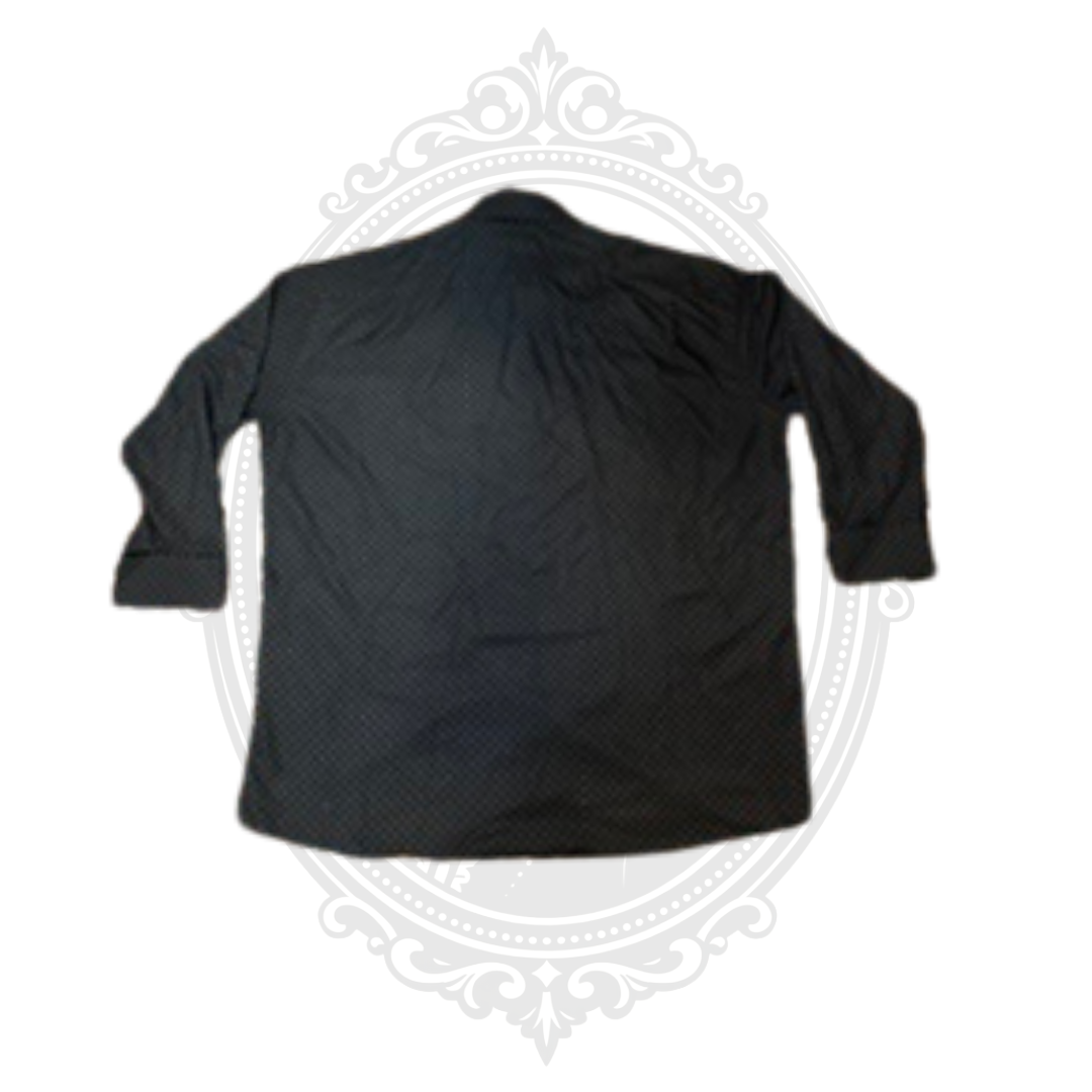 Henri Picard Men's Black Micro Dot Long Sleeve Dress Shirt Size 19.5 (36/37)