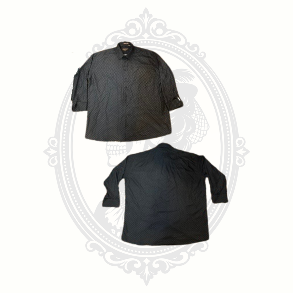 Henri Picard Men's Black Micro Dot Long Sleeve Dress Shirt Size 19.5 (36/37)
