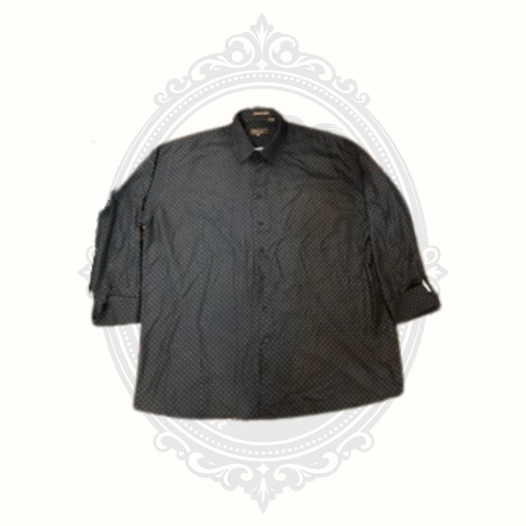 Henri Picard Men's Black Micro Dot Long Sleeve Dress Shirt Size 19.5 (36/37)