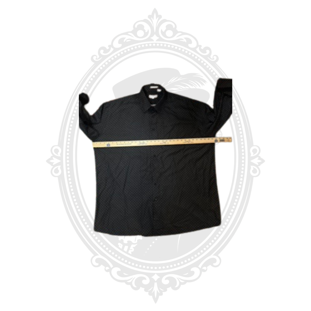 Henri Picard Men's Black Micro Dot Long Sleeve Dress Shirt Size 19.5 (36/37)