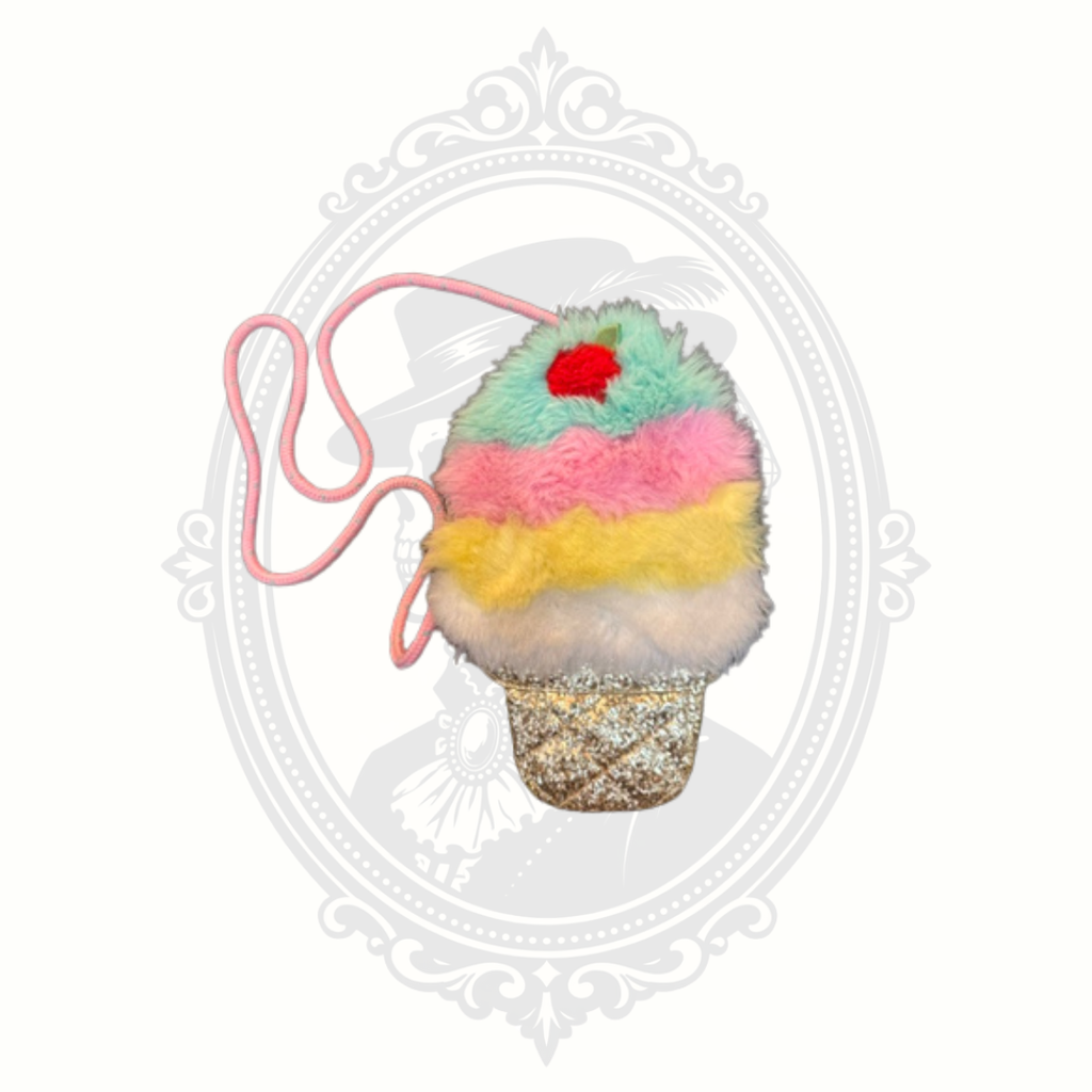 Ice Cream Cone Faux Fur Crossbody Purse