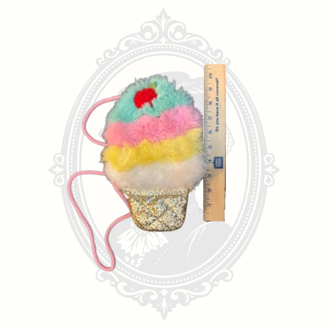 Ice Cream Cone Faux Fur Crossbody Purse