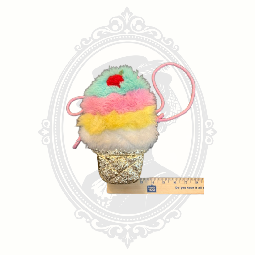 Ice Cream Cone Faux Fur Crossbody Purse