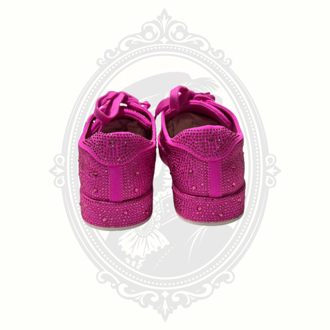 I.N.C. International Concepts Lolaf Rhinestone Sneakers – Fuchsia Pink Bling Lace-Up Shoes – Women's 8.5M – New in Box