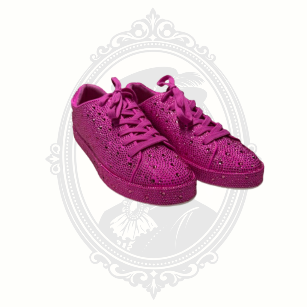 I.N.C. International Concepts Lolaf Rhinestone Sneakers – Fuchsia Pink Bling Lace-Up Shoes – Women's 8.5M – New in Box