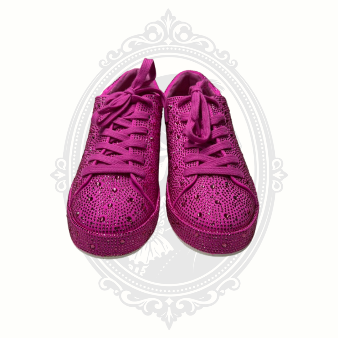 I.N.C. International Concepts Lolaf Rhinestone Sneakers – Fuchsia Pink Bling Lace-Up Shoes – Women's 8.5M – New in Box