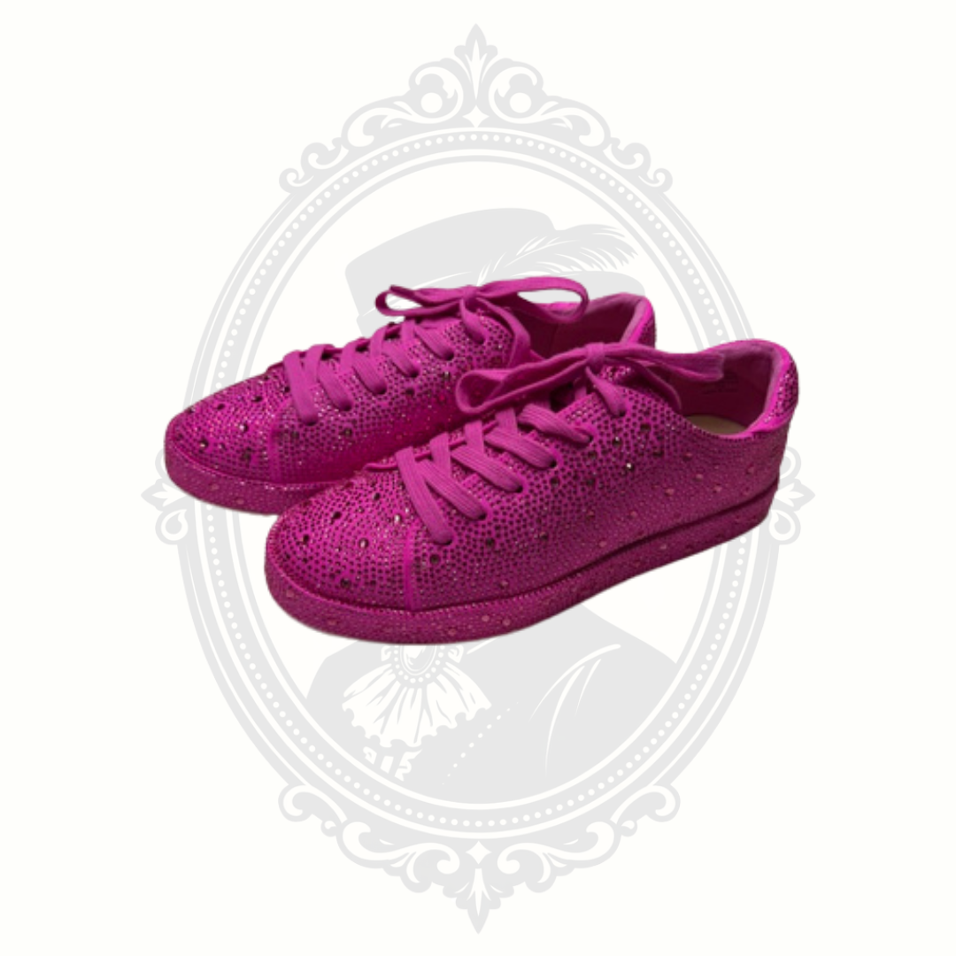 I.N.C. International Concepts Lolaf Rhinestone Sneakers – Fuchsia Pink Bling Lace-Up Shoes – Women's 8.5M – New in Box