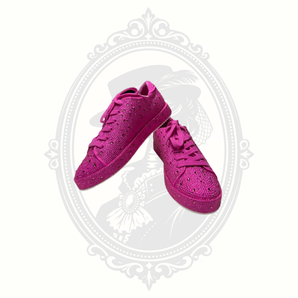 I.N.C. International Concepts Lolaf Rhinestone Sneakers – Fuchsia Pink Bling Lace-Up Shoes – Women's 8.5M – New in Box