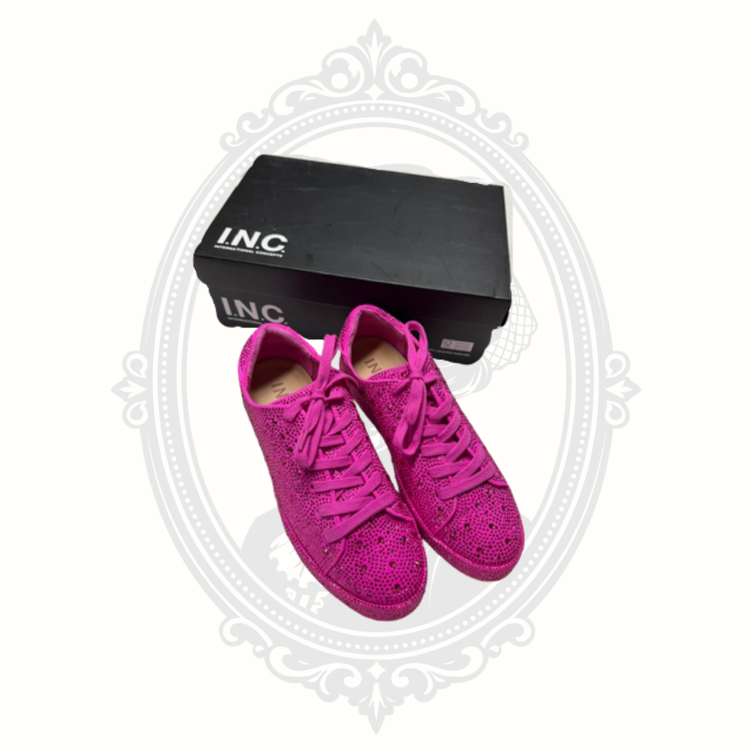 I.N.C. International Concepts Lolaf Rhinestone Sneakers – Fuchsia Pink Bling Lace-Up Shoes – Women's 8.5M – New in Box