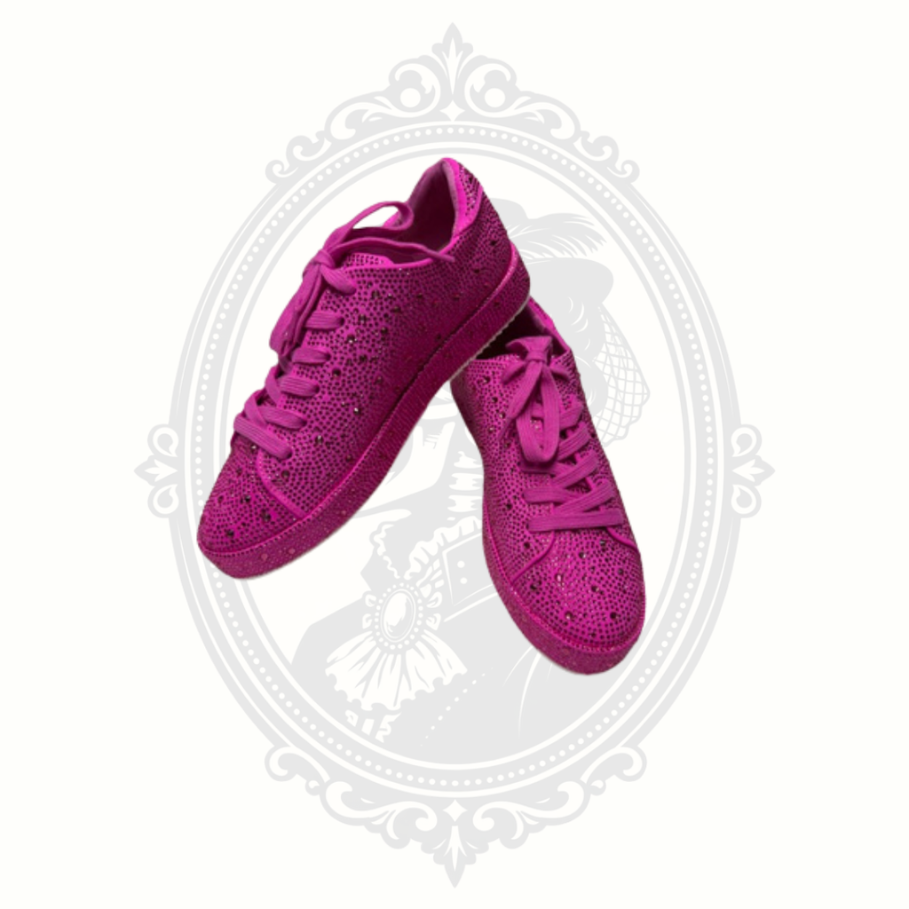 I.N.C. International Concepts Lolaf Rhinestone Sneakers – Fuchsia Pink Bling Lace-Up Shoes – Women's 8.5M – New in Box