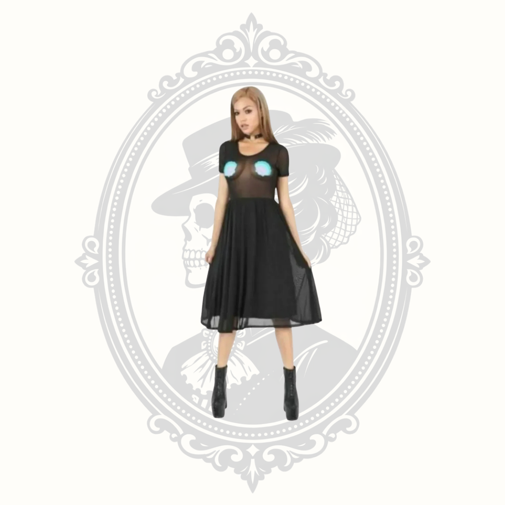 Iron Fist Mermaid for Life Black Mesh Seashell Midi Dress NWT – 4XL