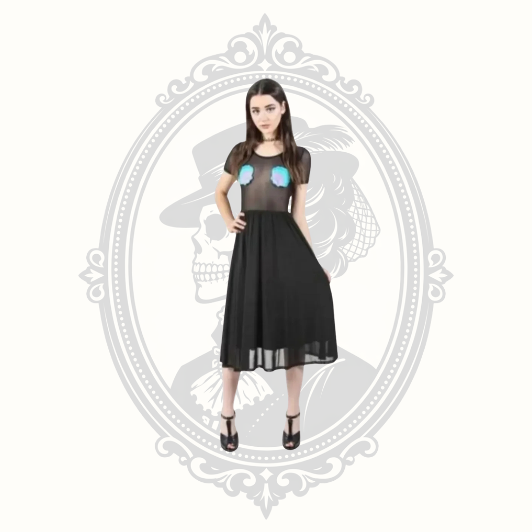 Iron Fist Mermaid for Life Black Mesh Seashell Midi Dress NWT – 4XL