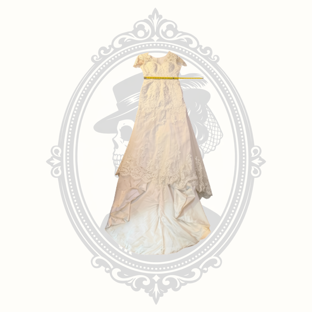 Ivory Lace High-Low Wedding Bridal Gown with Train – Altered – Size Small