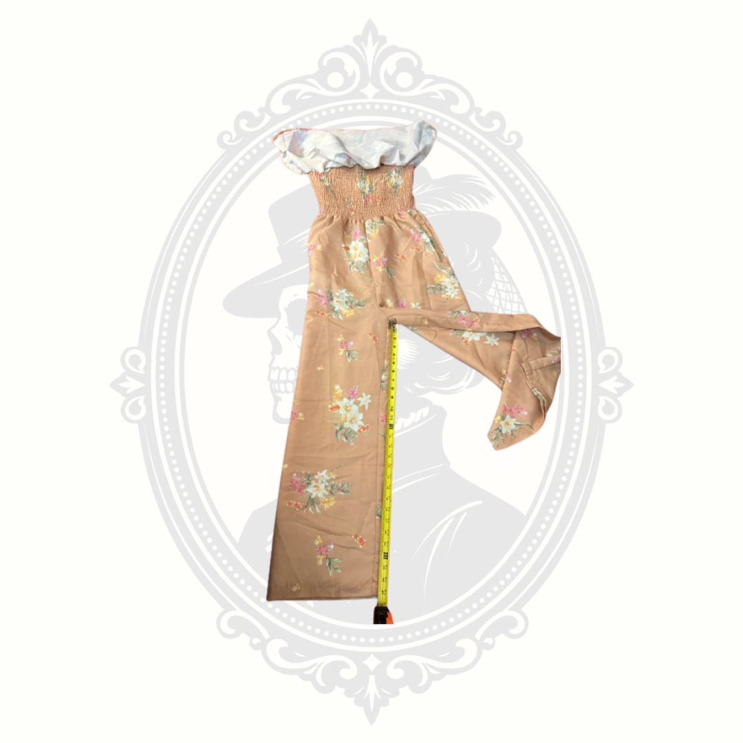 Jaqueline Design Studio Floral Wide Leg Jumpsuit Medium Adjustable Strap Boho Romper
