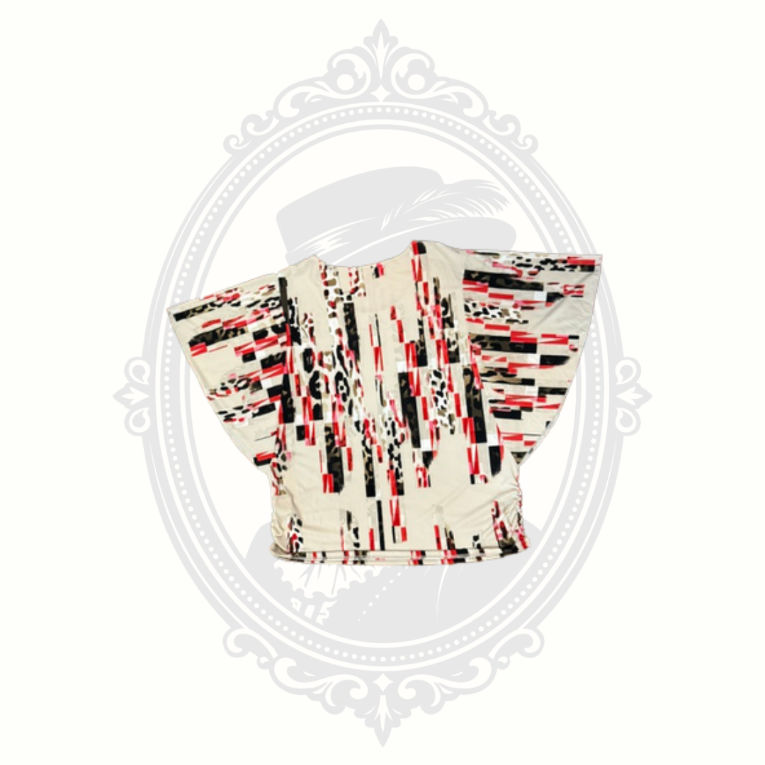JM Collection Abstract Dolman Sleeve Blouse - Large