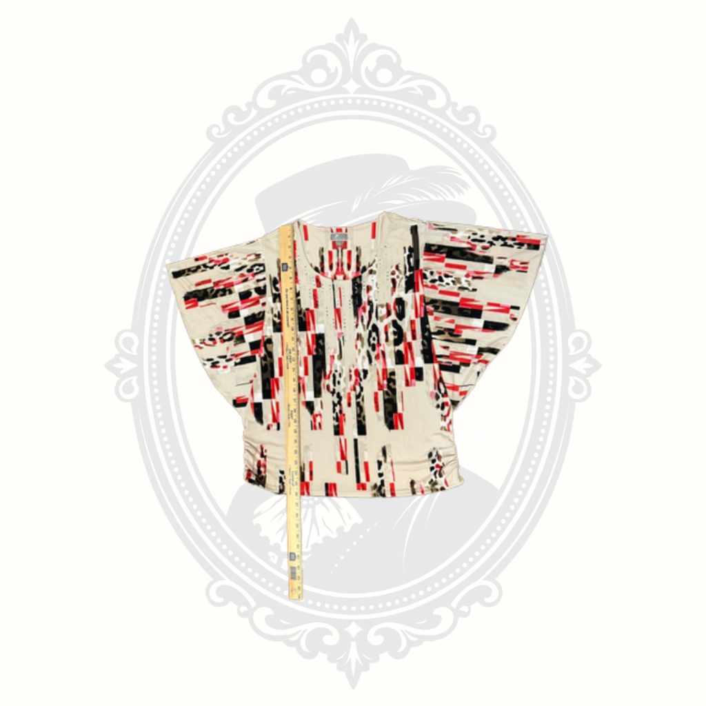JM Collection Abstract Dolman Sleeve Blouse - Large