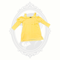 JM Collection Yellow Cold Shoulder Ruffle Top Women's XS Stretch Blouse