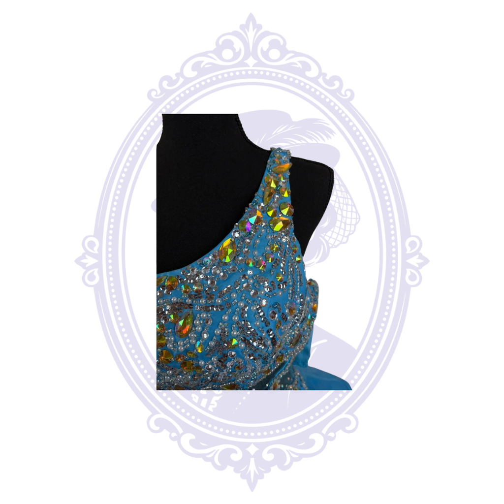 Jovani Electric Blue Crystal One-Shoulder High-Low Formal Gown Size 8