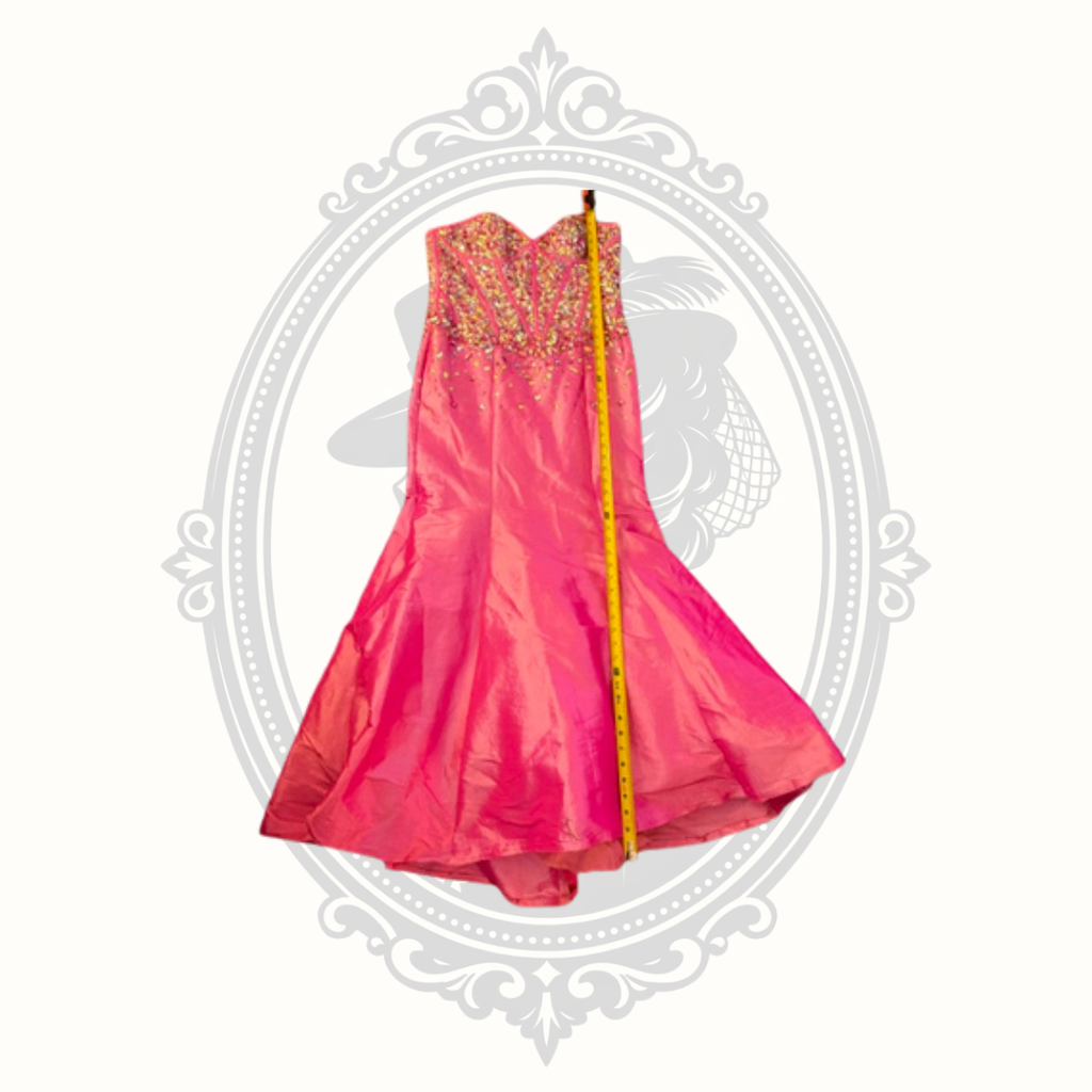 Jovani Hot Pink Crystal Beaded Strapless Mermaid Gown – Size 10