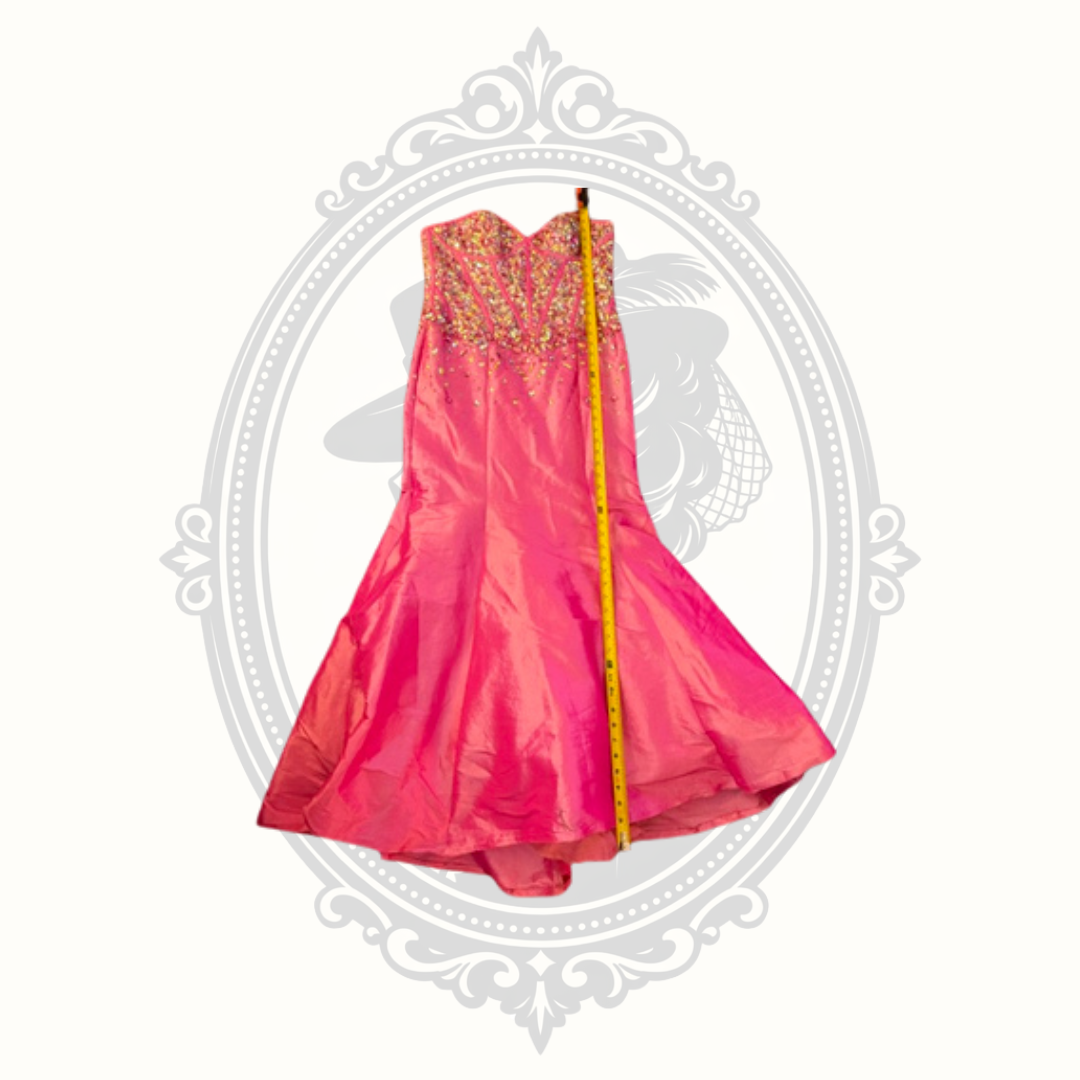 Jovani Hot Pink Crystal Beaded Strapless Mermaid Gown – Size 10