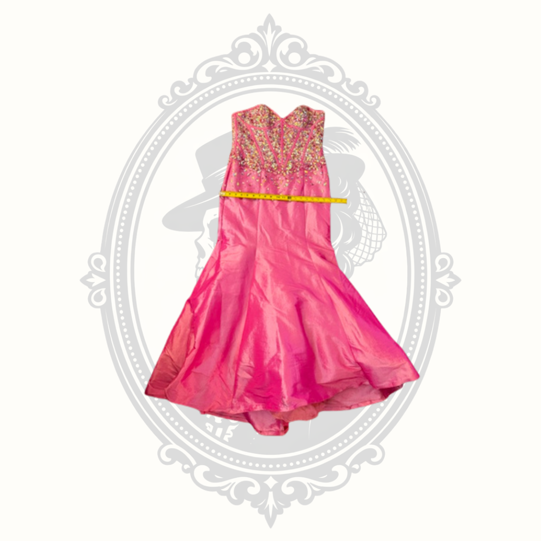 Jovani Hot Pink Crystal Beaded Strapless Mermaid Gown – Size 10
