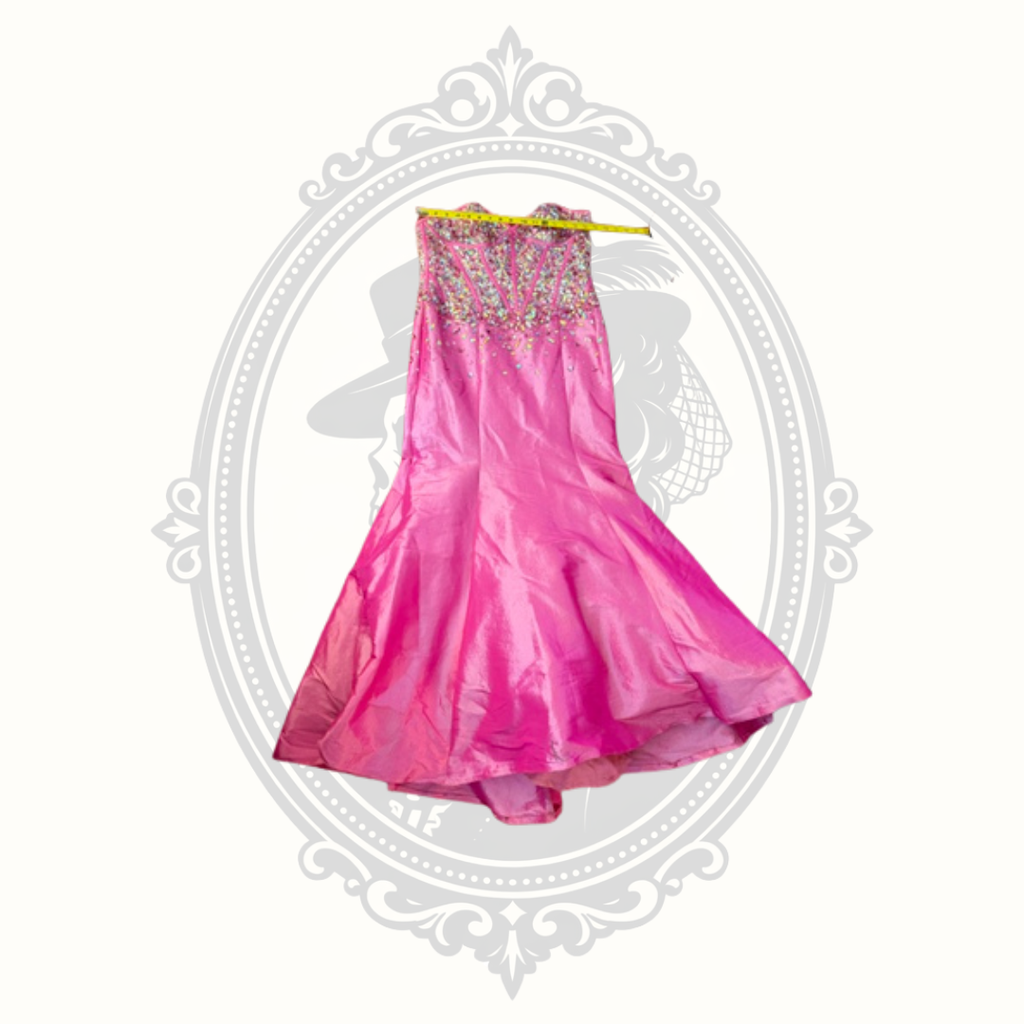 Jovani Hot Pink Crystal Beaded Strapless Mermaid Gown – Size 10