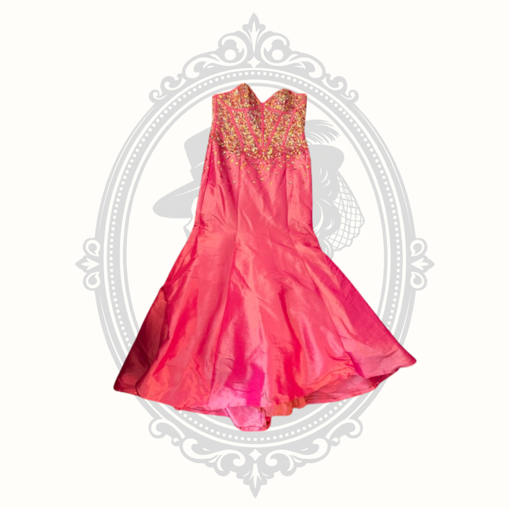 Jovani Hot Pink Crystal Beaded Strapless Mermaid Gown – Size 10