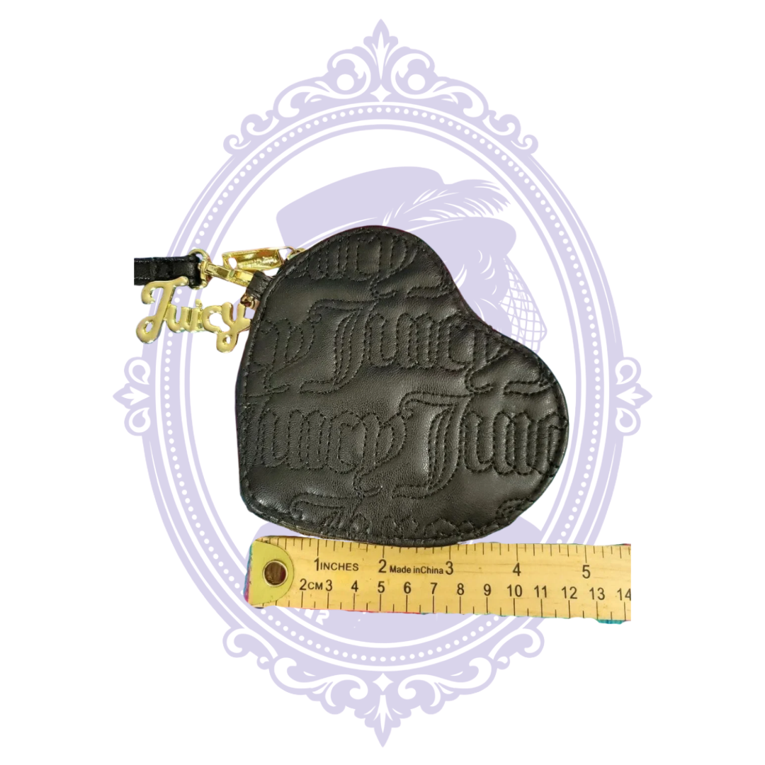 Juicy Couture black embossed heart wristlet, detail photo 1