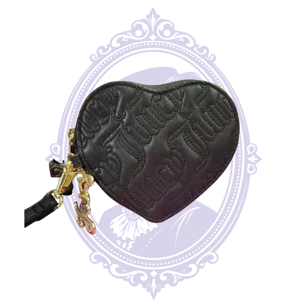 Juicy Couture black embossed heart wristlet, detail photo 9
