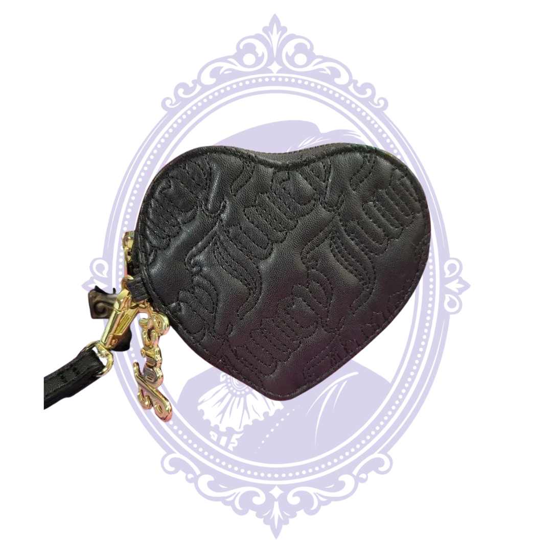 Juicy Couture black embossed heart wristlet, detail photo 9