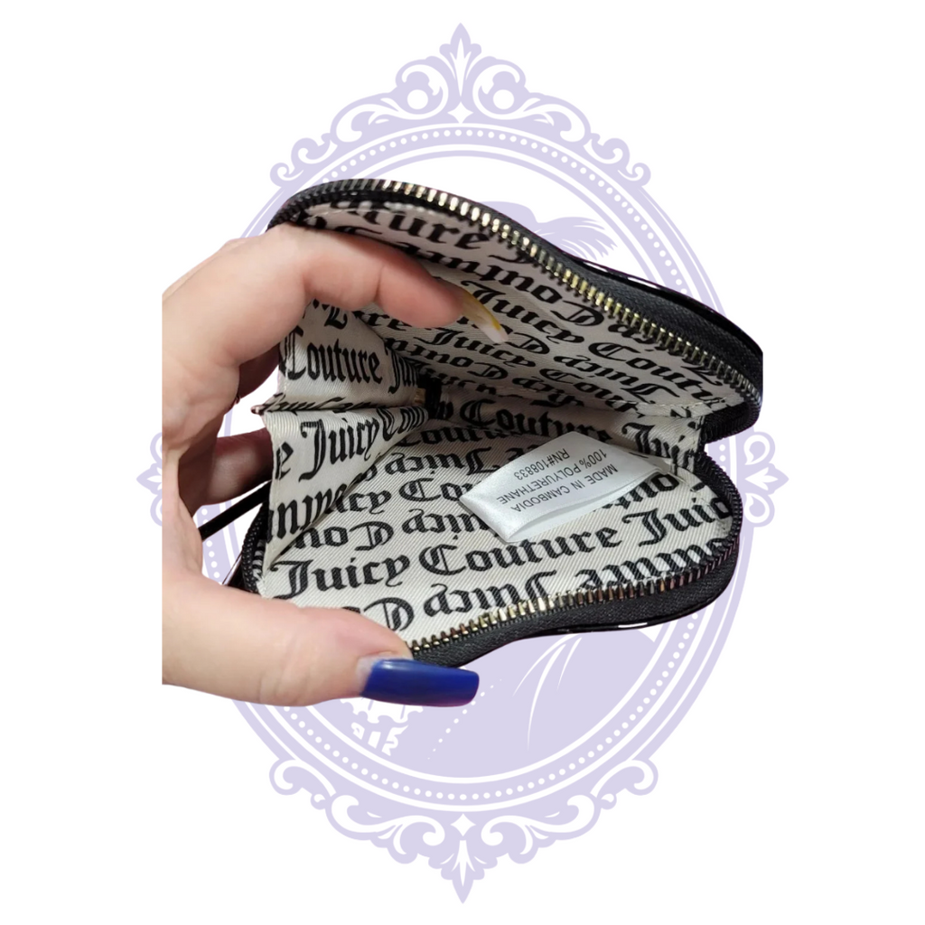 Juicy Couture black patent-look heart wristlet, photograph 4
