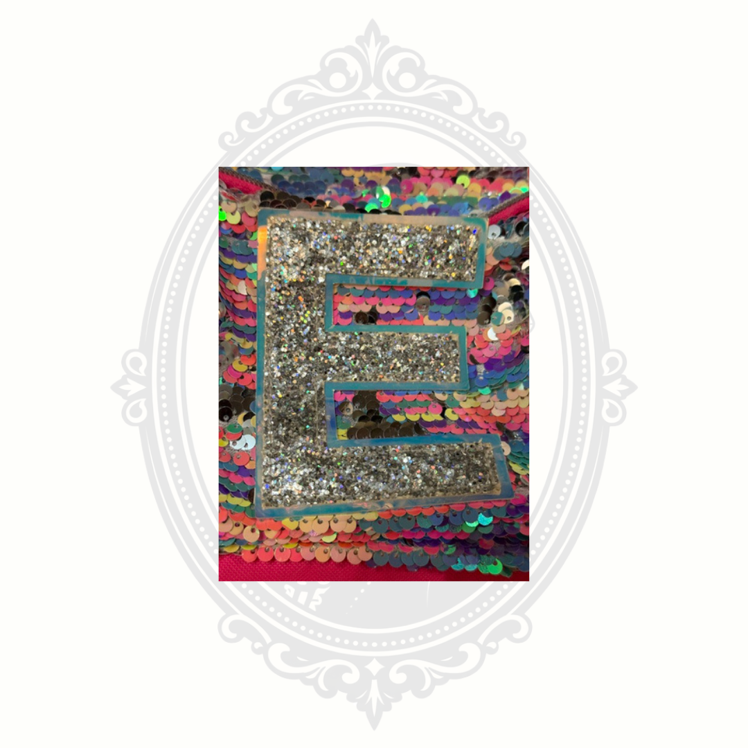Justice Rainbow Reversible Sequin Mini Backpack with Glitter Letter E & BFF Charms