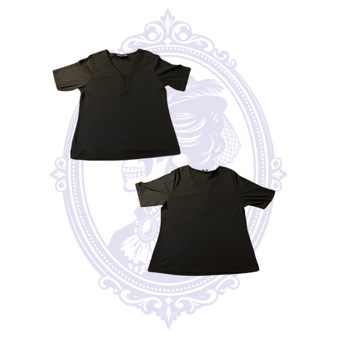Karen Scott Women's Black Embroidered V-Neck Top – Size 1X