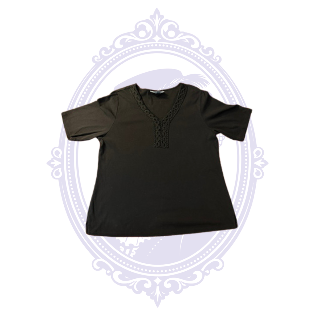 Karen Scott Women's Black Embroidered V-Neck Top – Size 1X