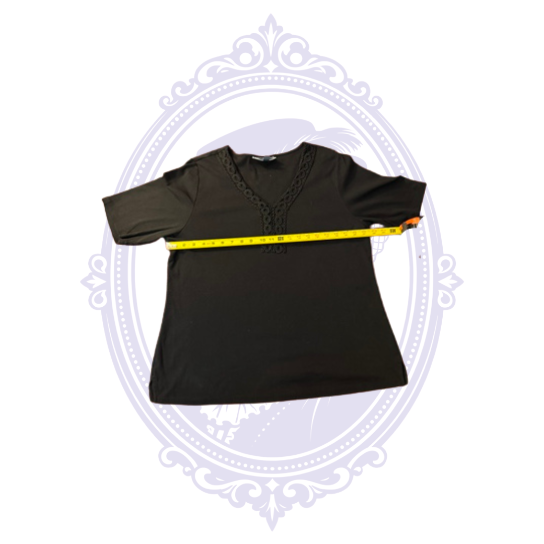 Karen Scott Women's Black Embroidered V-Neck Top – Size 1X